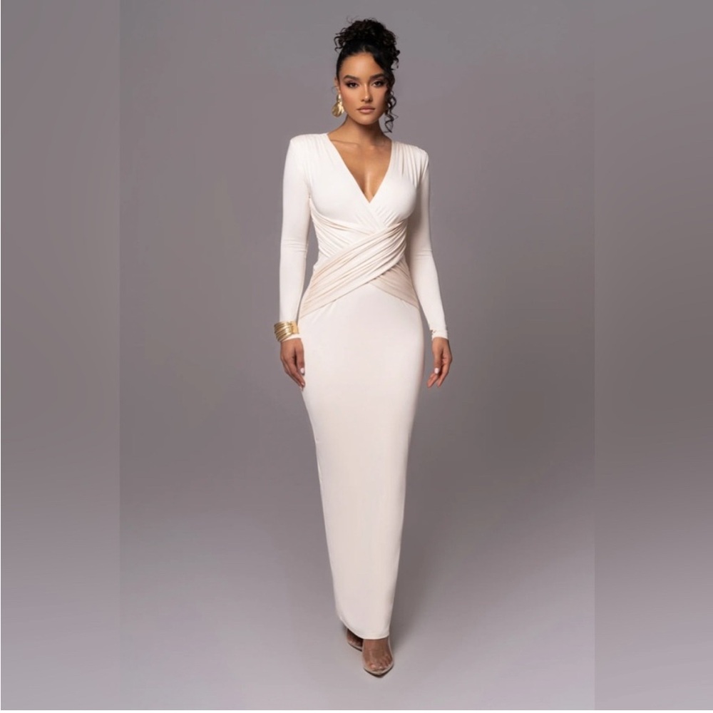 JLUXLABEL Cream Long Sleeve Maxi Dress